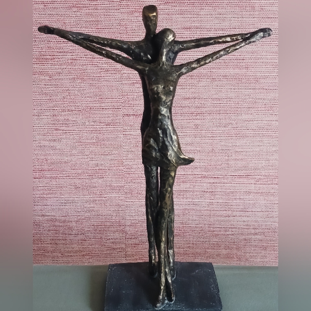 Abstract Bronze Couple Sculpture